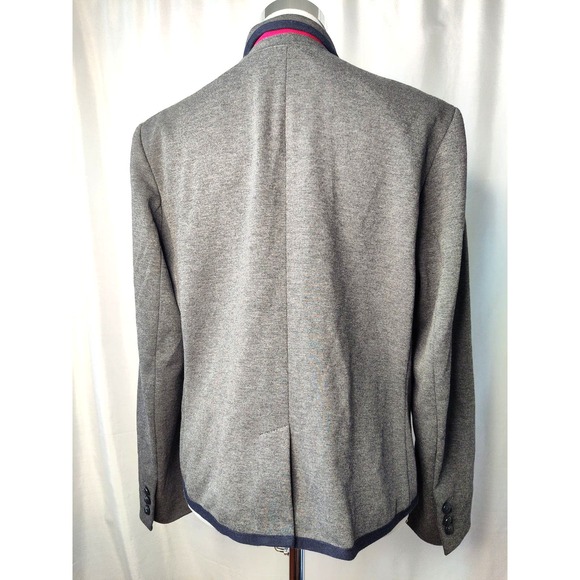 Gap the academy blazer dark heather gray navy trim crest button pink details - Picture 2 of 11